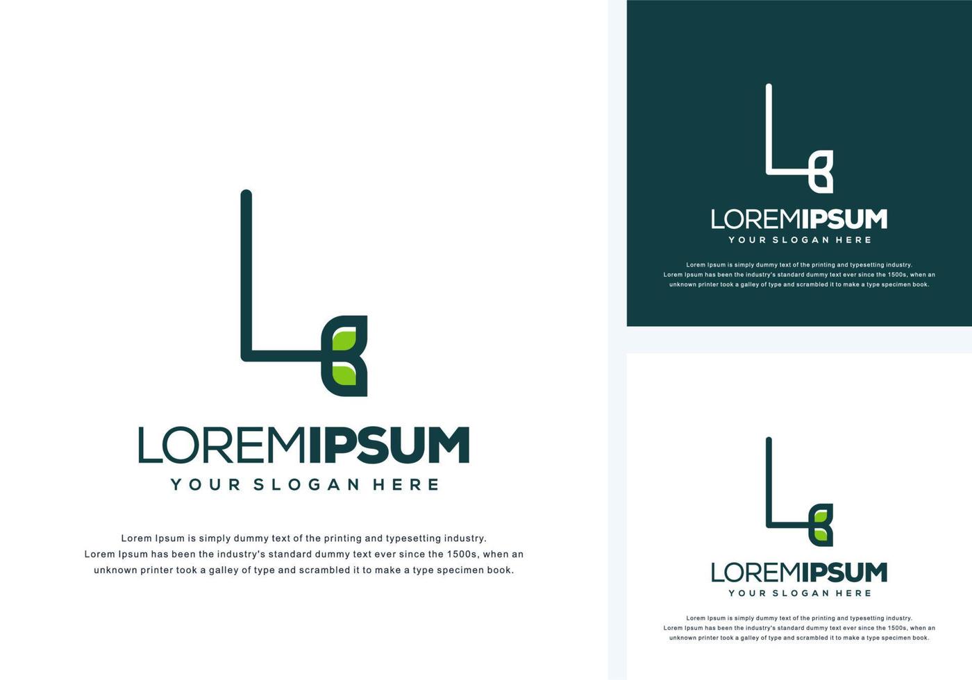 abstract line art letter l with leaf logo design vector