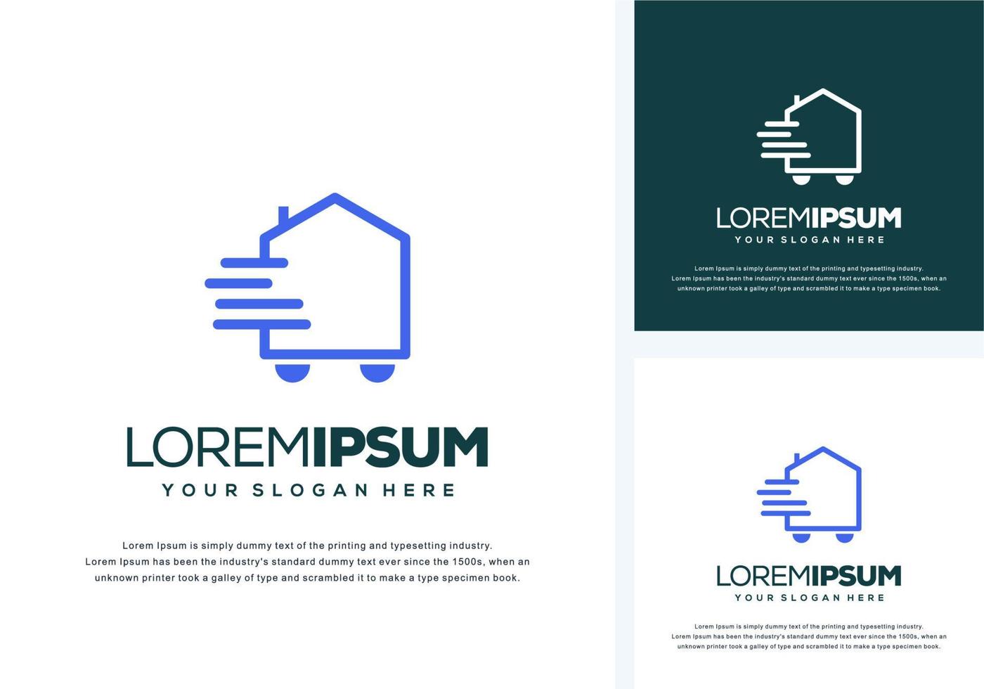 abstract house and fast logo design vector