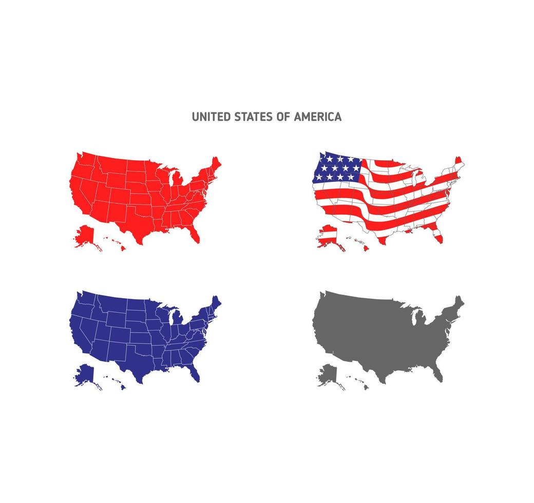 mapa de estados unidos con ilustración de diseño de bandera vector