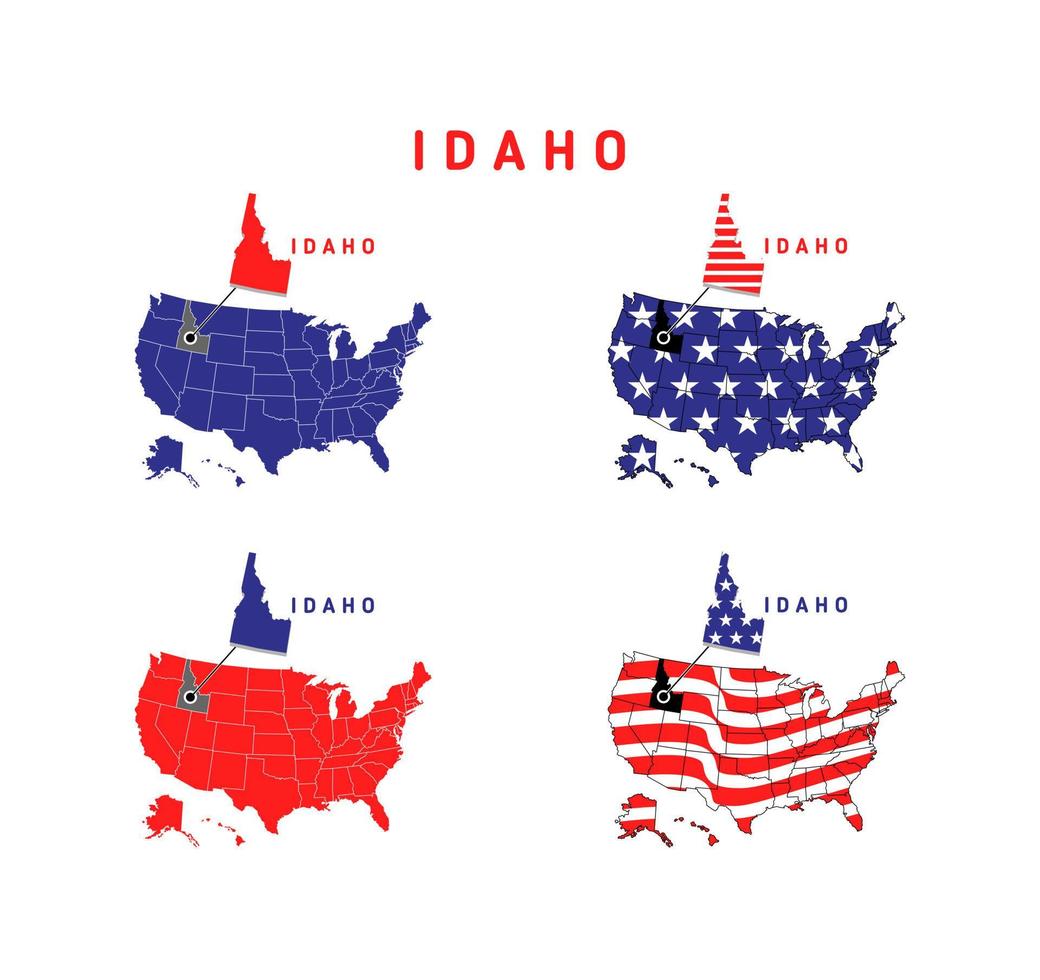 Idaho map with usa flag design illustration vector