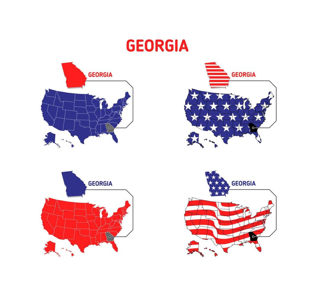 mapa de georgia con ilustración de diseño de bandera de estados unidos vector