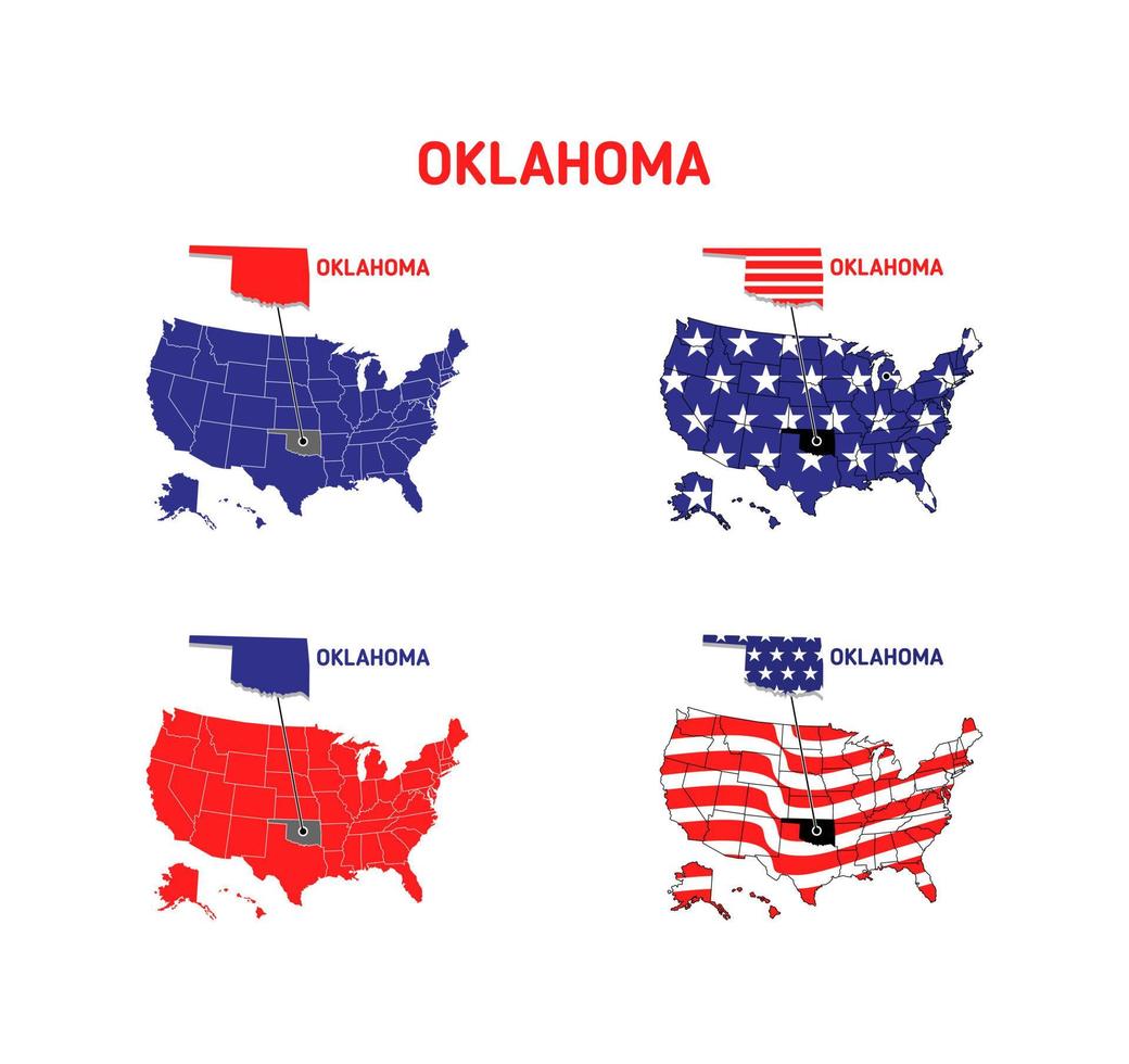 Oklahoma map with usa flag design illustration vector