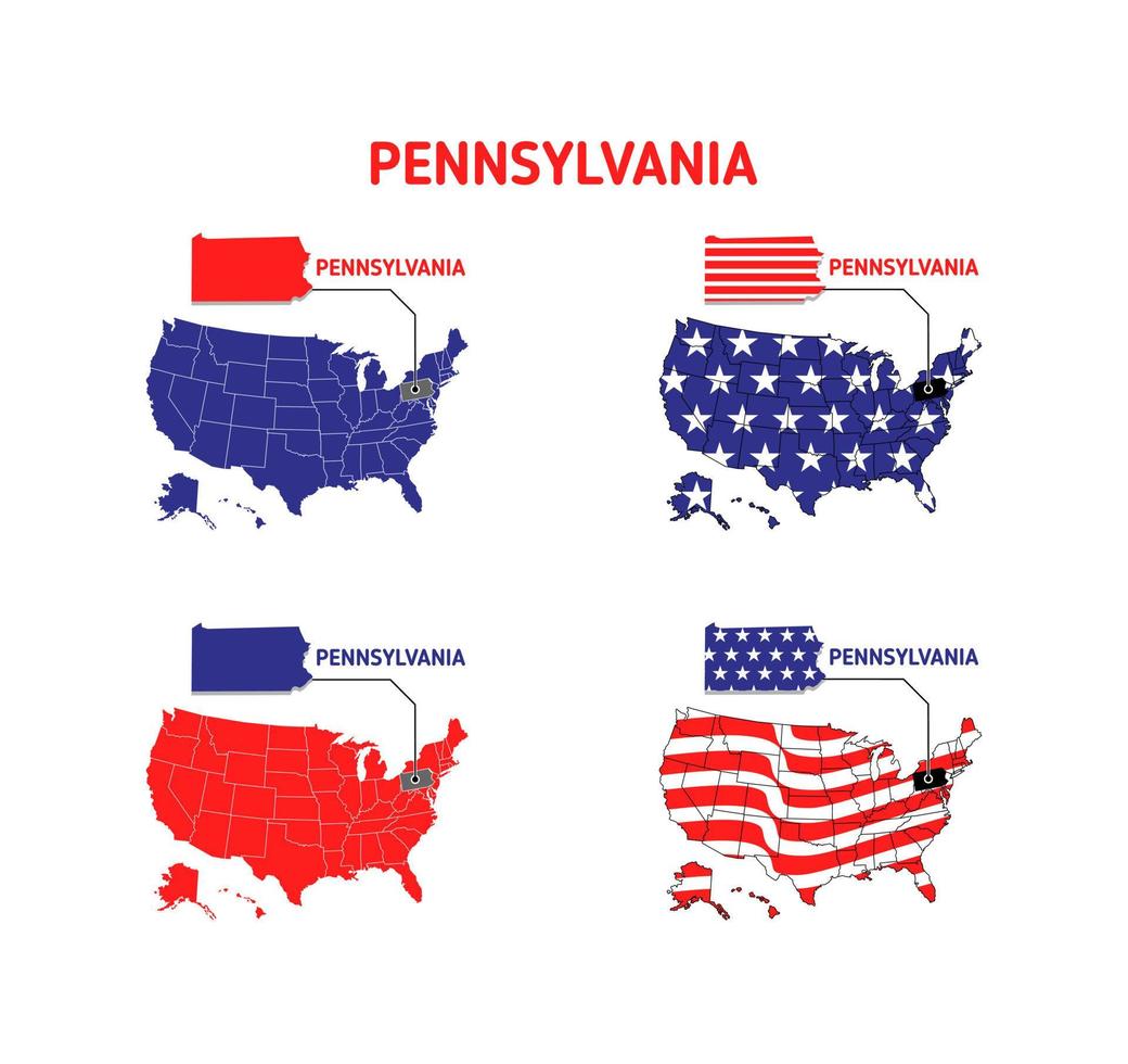 Pennsylvania map with usa flag design illustration vector