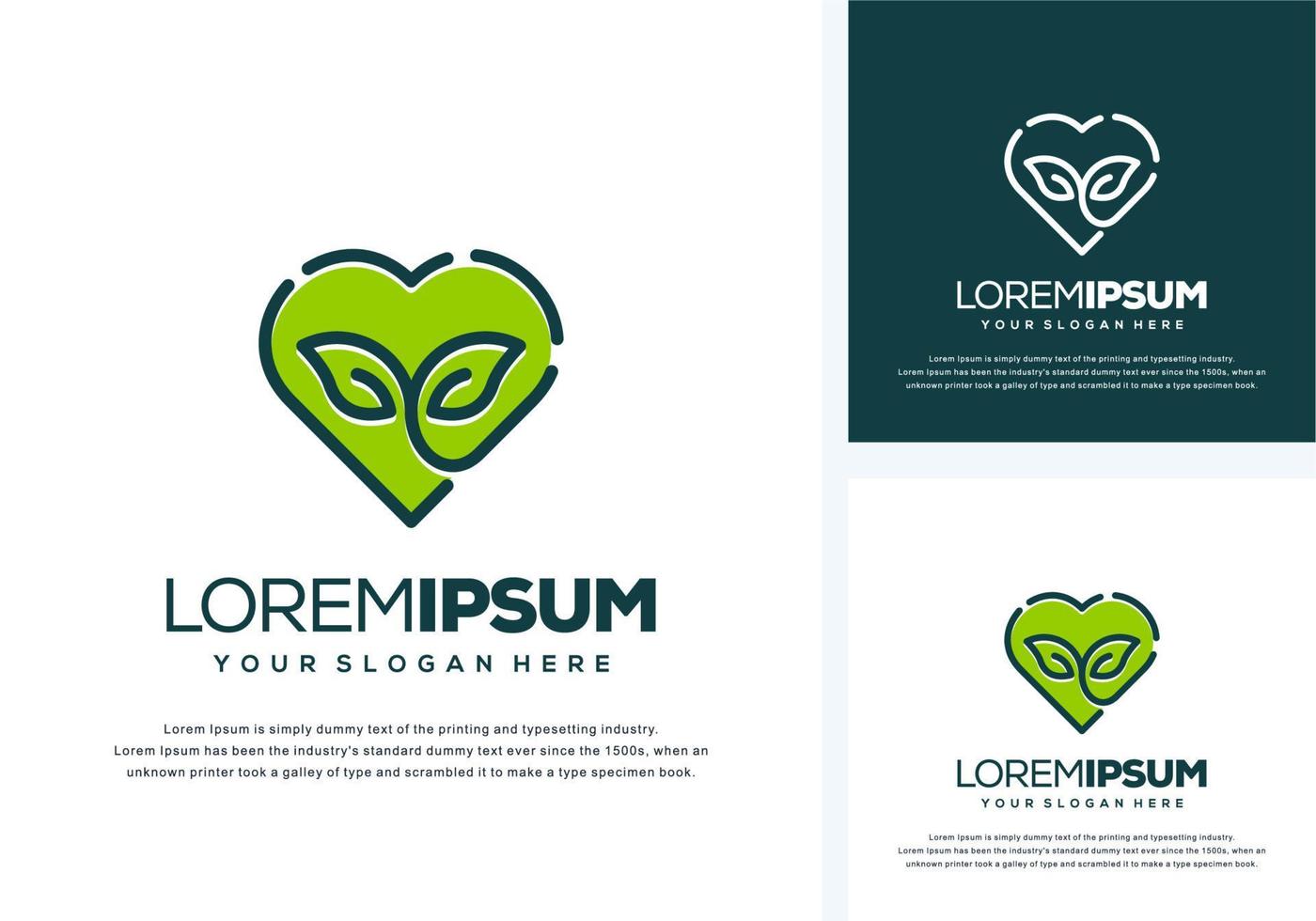 abstract love and leaf logo design vector