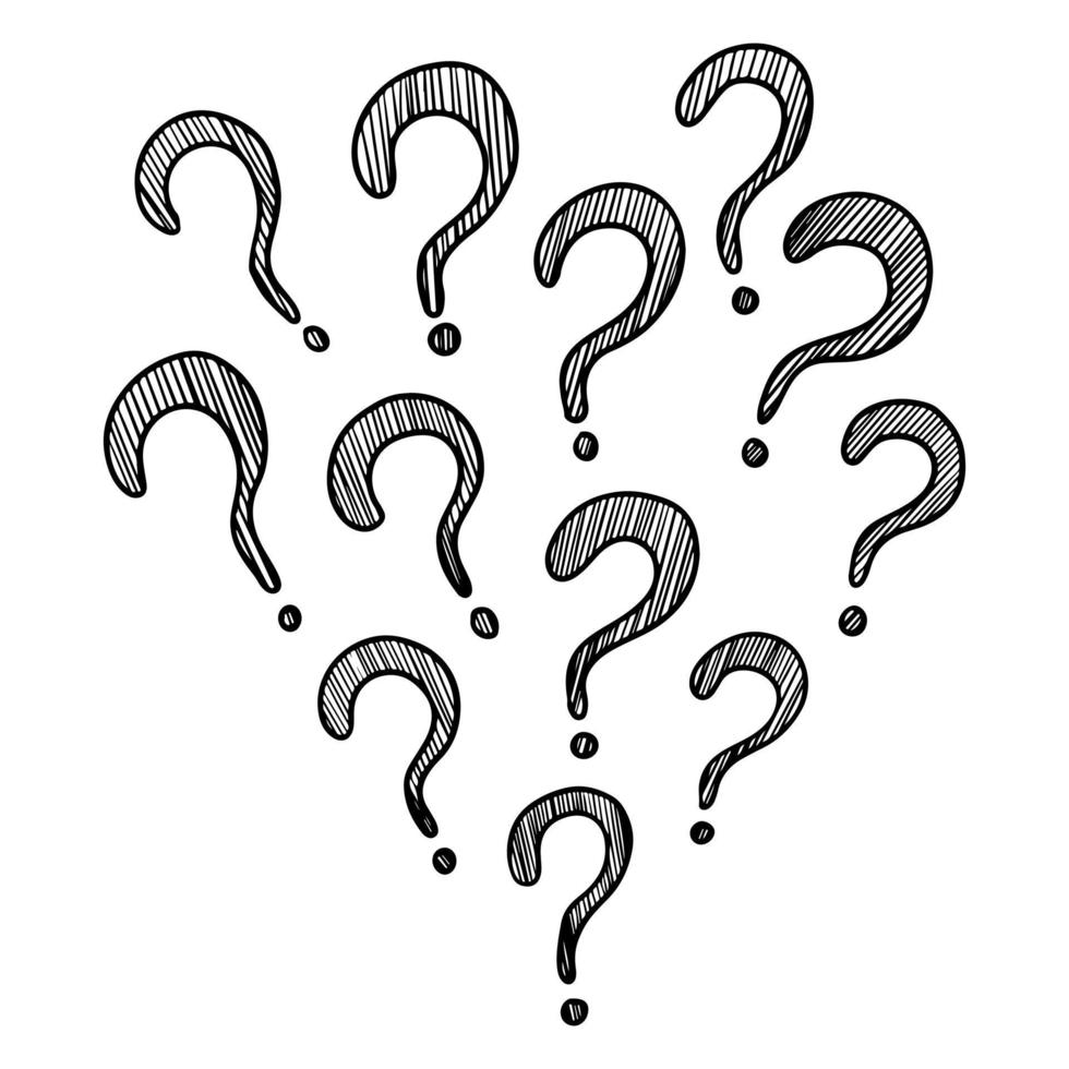 Set of hand drawn question marks. vector illustration.