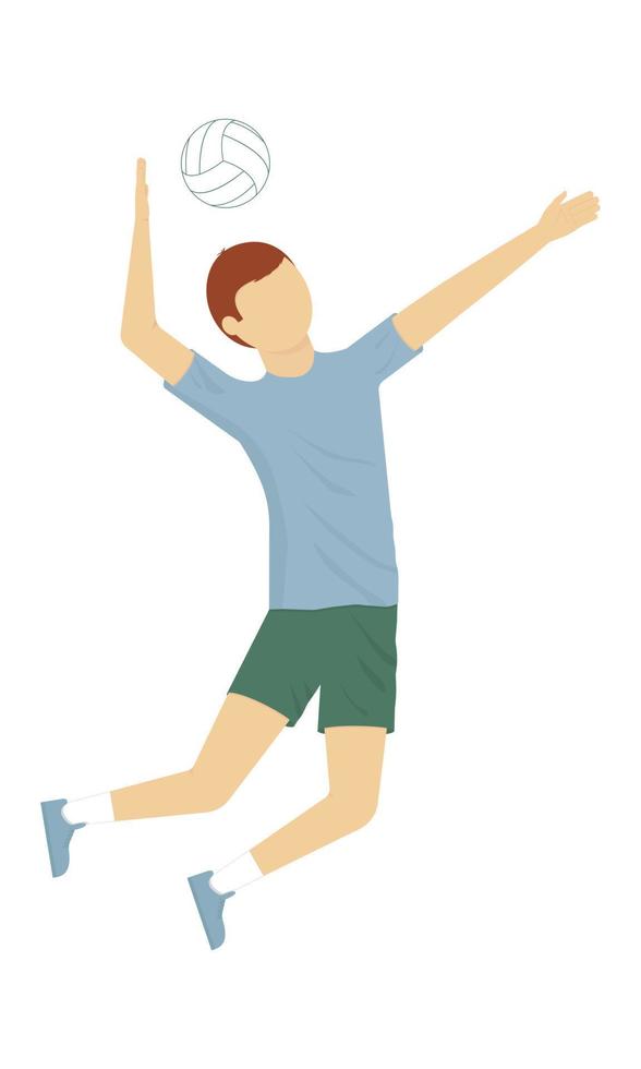 atleta masculino está jugando voleibol. entrega de potencia de la pelota en  un salto. dibujos animados. ilustración vectorial 6959433 Vector en Vecteezy