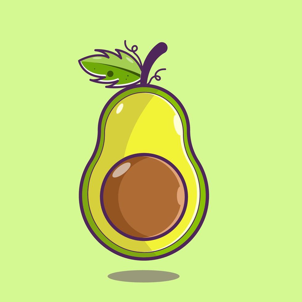 concepto de aguacate de dibujos animados de ilustración de fruta de aguacate vector