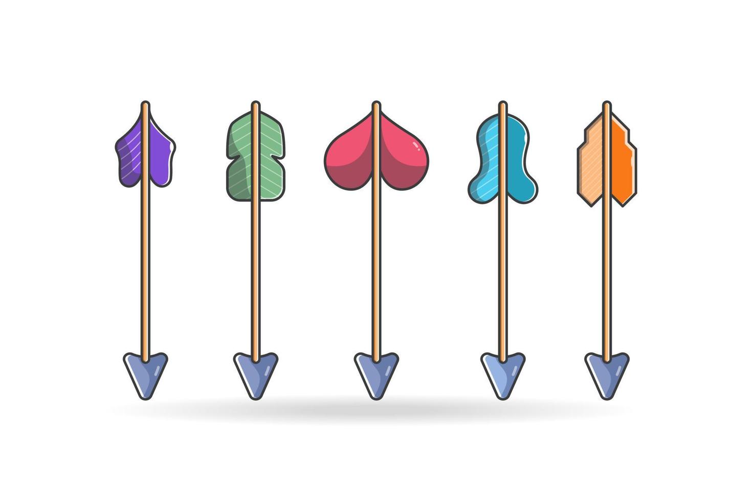 Collection set of bow and arrow illustrations with different shapes vector