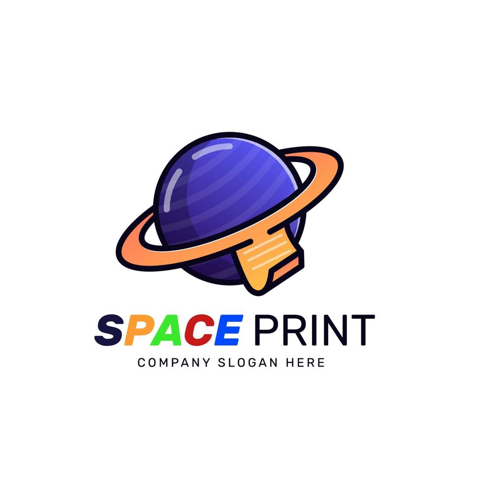 logotipo de vector de tema espacial para su impresión digital y negocio