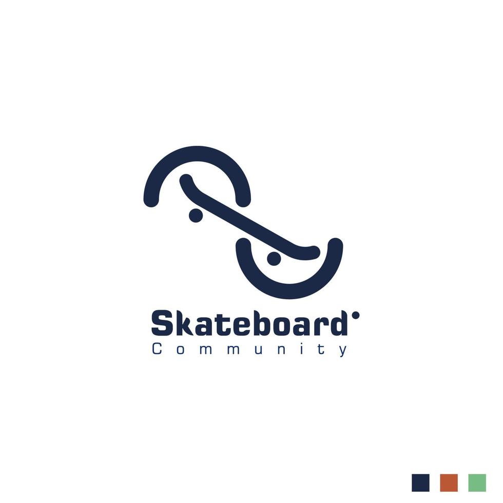 diseño vectorial del logotipo de la comunidad de patinetas vector