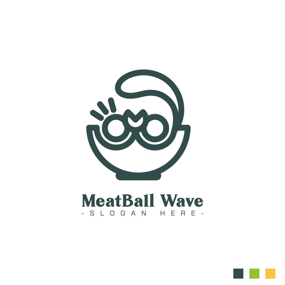 Wave meatball vector logo .food concept