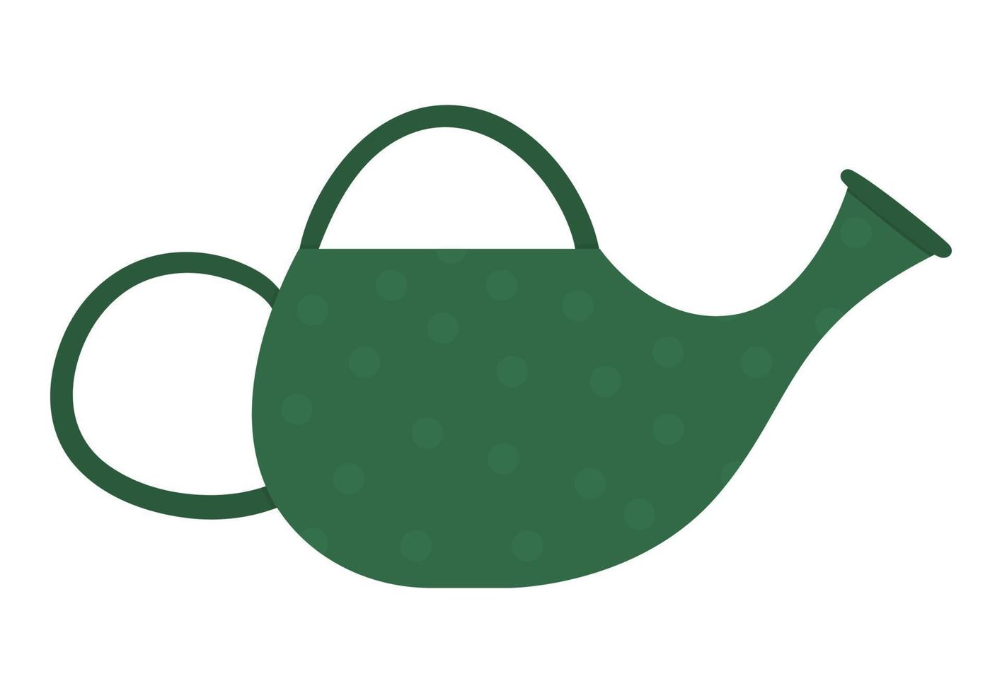 Vector flat trendy green watering can. Garden equipment isolated on white background. Beautiful spring or summer home gardening illustration