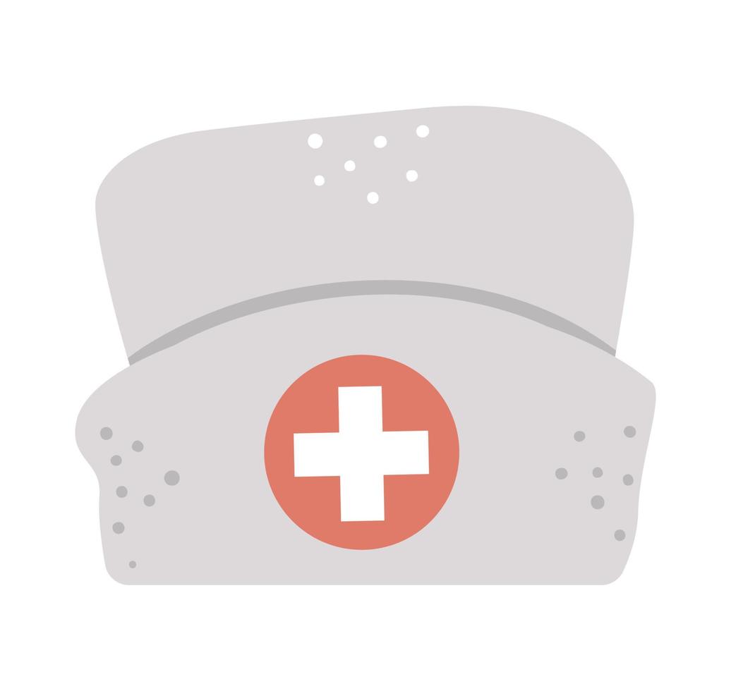 Vector flat medical hat icon. Medical equipment picture isolated on white background. Healthcare, research and laboratory concept. Health check or treatment clip art