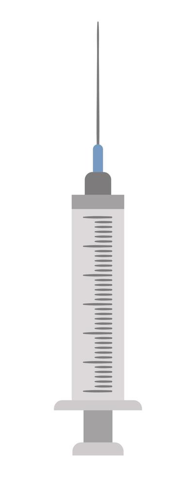 Vector flat syringe icon. Medical equipment picture isolated on white background. Healthcare, research and laboratory concept. Health check or treatment clip art