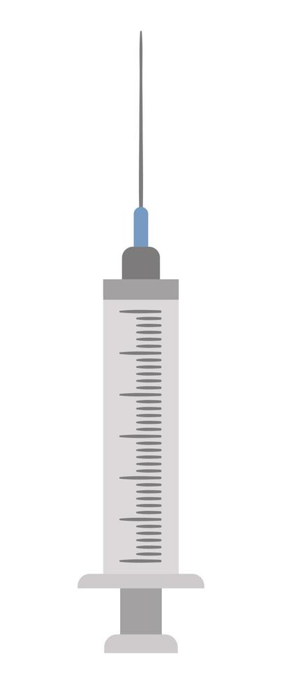 icono de jeringa plana vectorial. imagen de equipo médico aislado sobre fondo blanco. concepto de salud, investigación y laboratorio. control de salud o imágenes prediseñadas de tratamiento vector