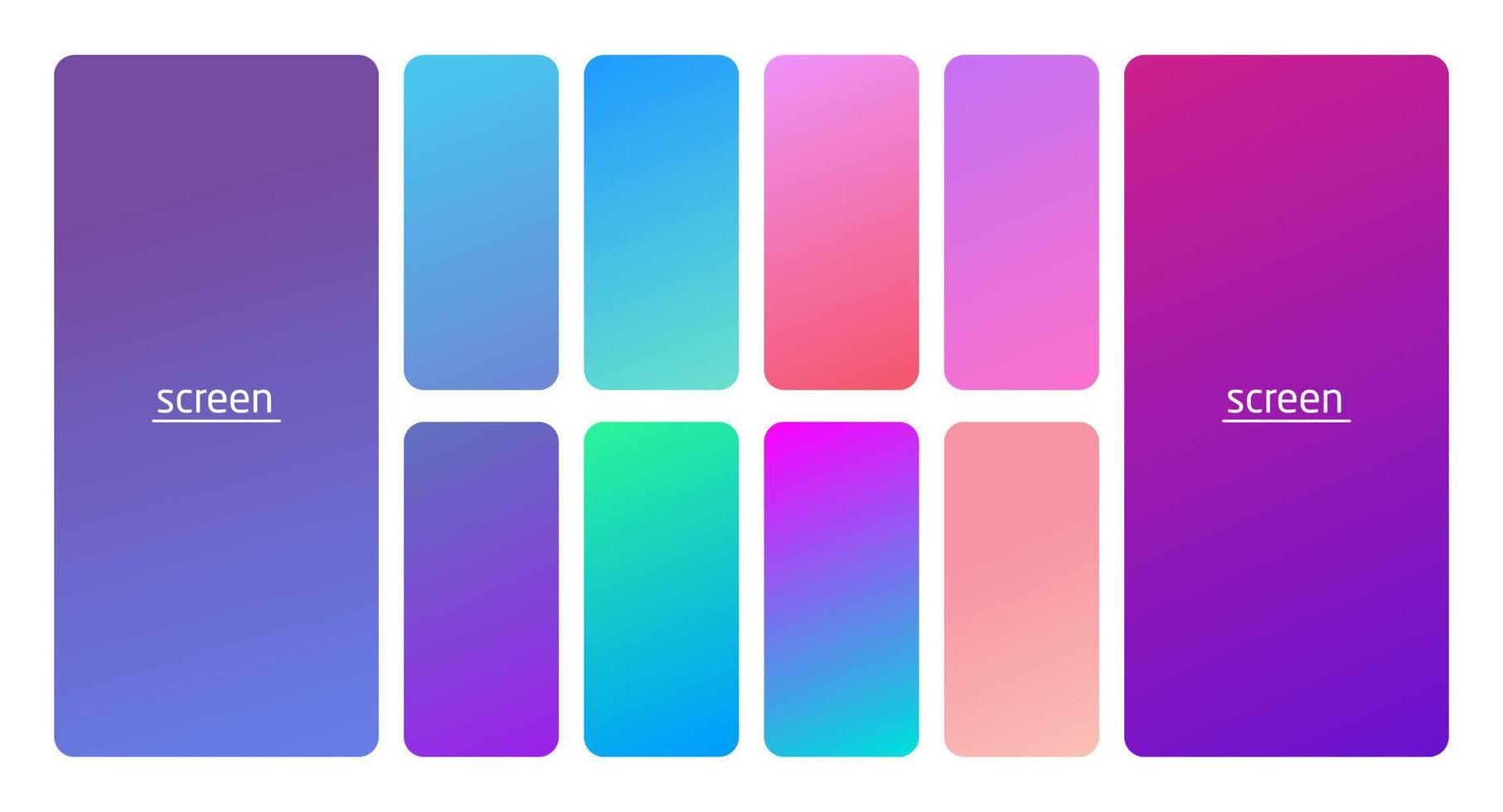 Pastel gradient smooth and soft vibrant color background set. vector