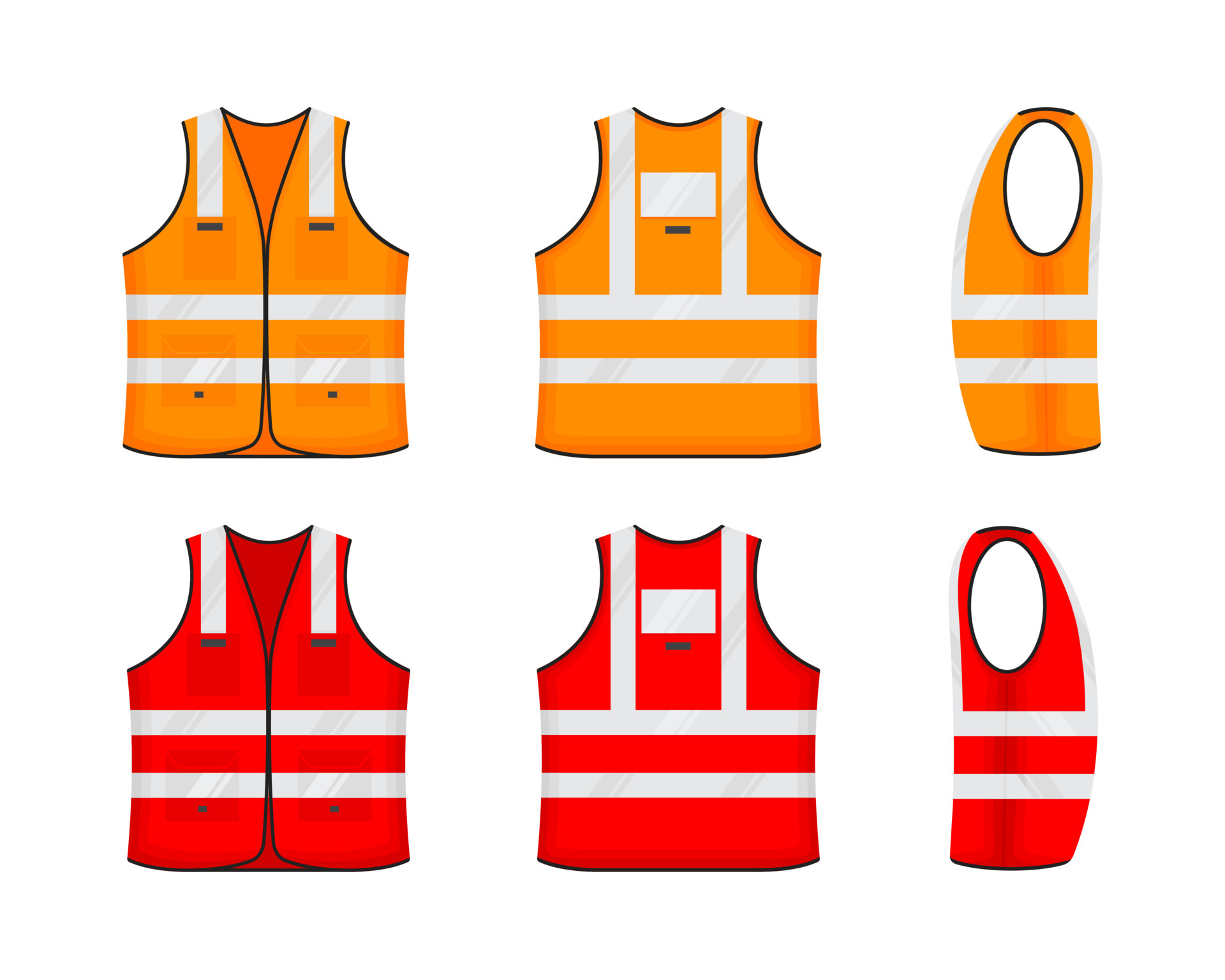 Conjunto De Ilustración De Vector De Diseño De Estilo Plano De Signo De  Icono De Chaleco Reflectante De Seguridad. Chaqueta De Trabajo De Seguridad  Rosa Fluorescente Con Bandas Reflectantes. Chaleco Uniforme De