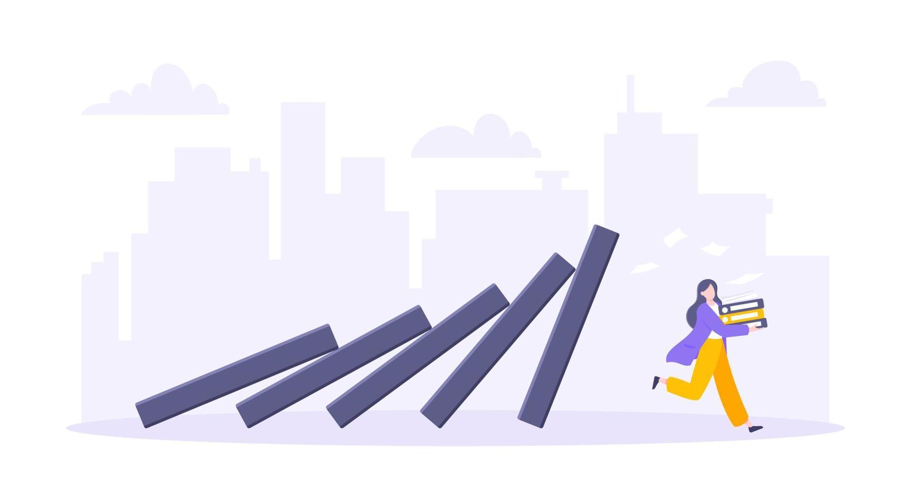 Domino effect or business resilience metaphor vector illustration concept.