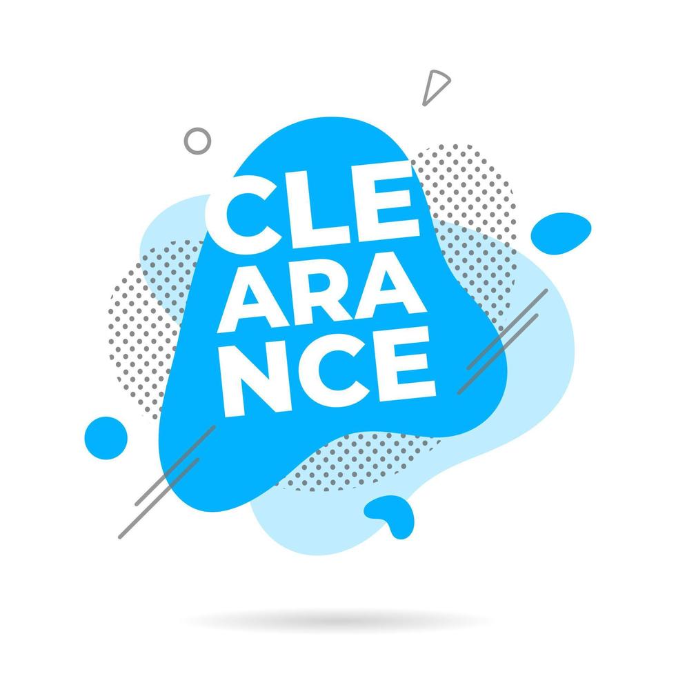 Modern liquid abstract CLEARANCE text flat style design vector