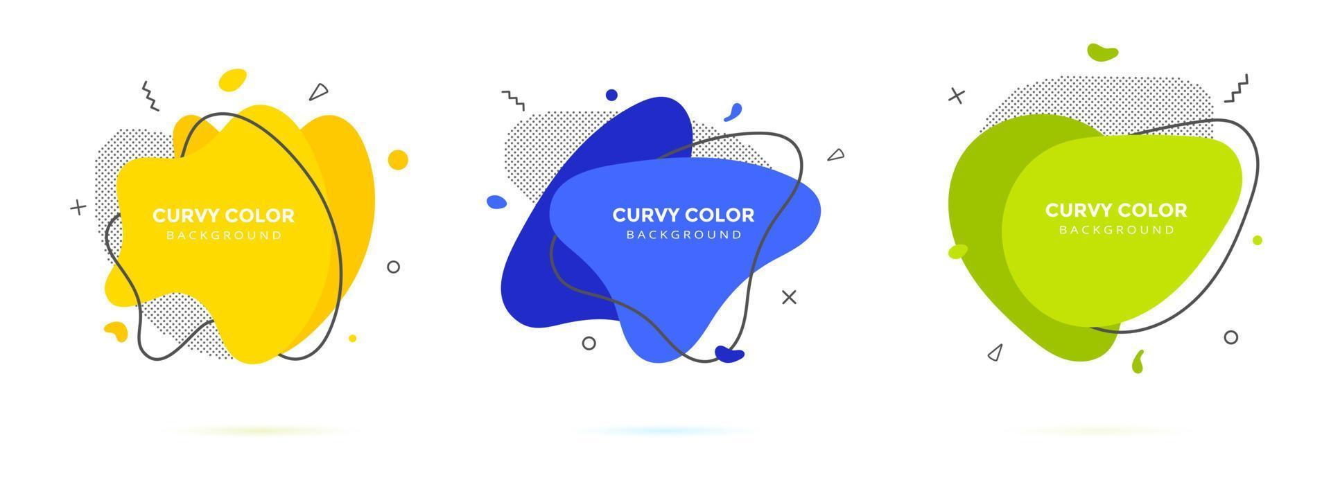 Modern liquid irregular amoeba blob shape abstract elements graphic flat style design fluid vector illustration set.