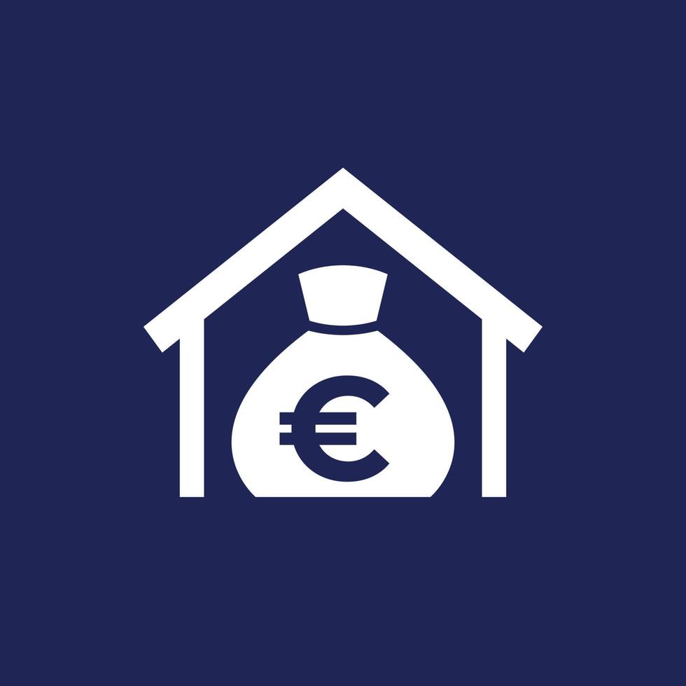 mortgage icon with house and money vector