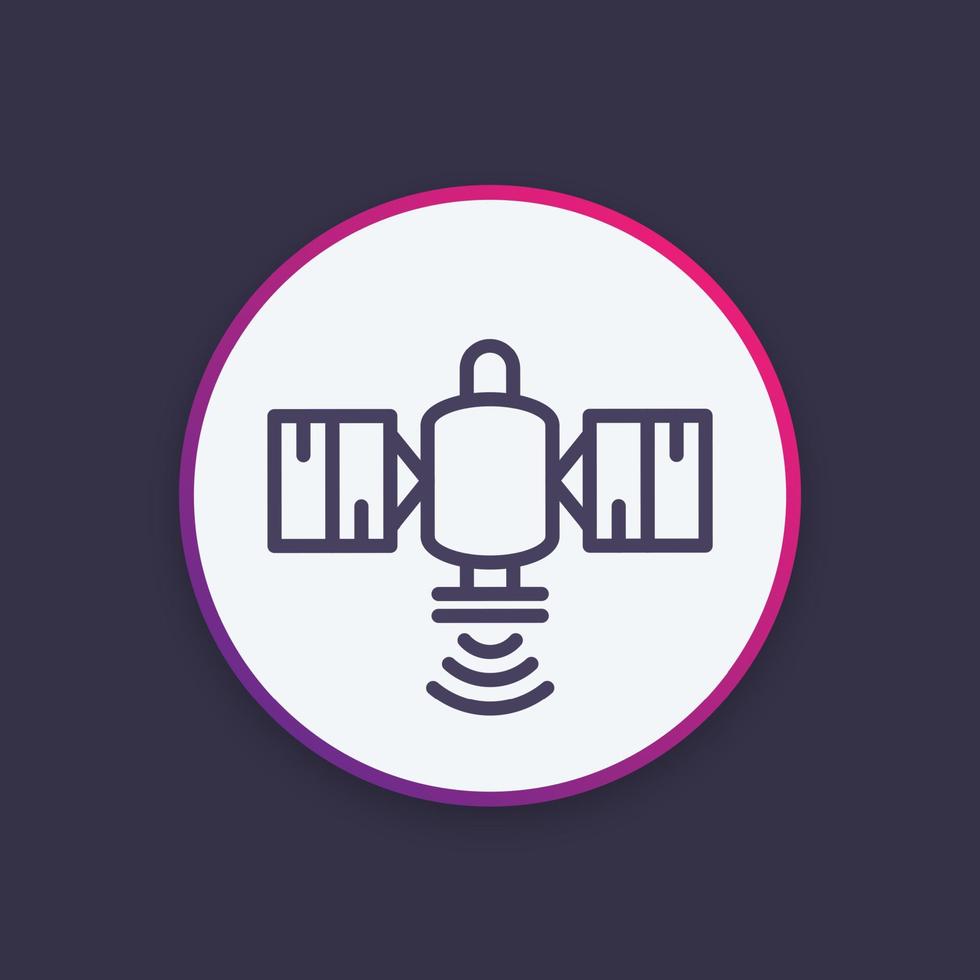 satellite, space research line icon vector