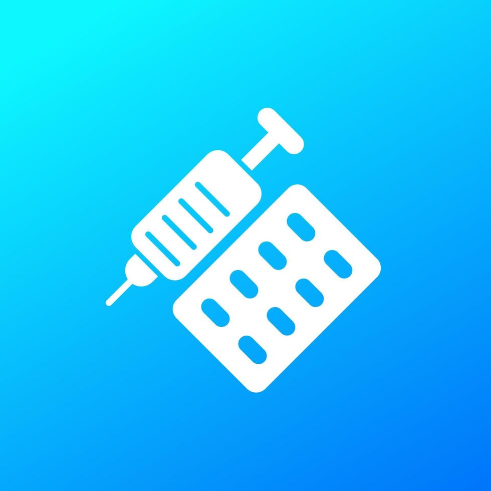 syringe and pills, medicine vector icon