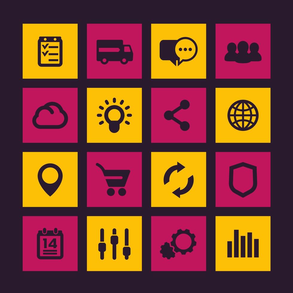 web icons set, e-commerce, shopping, business and analytics, vector illustration