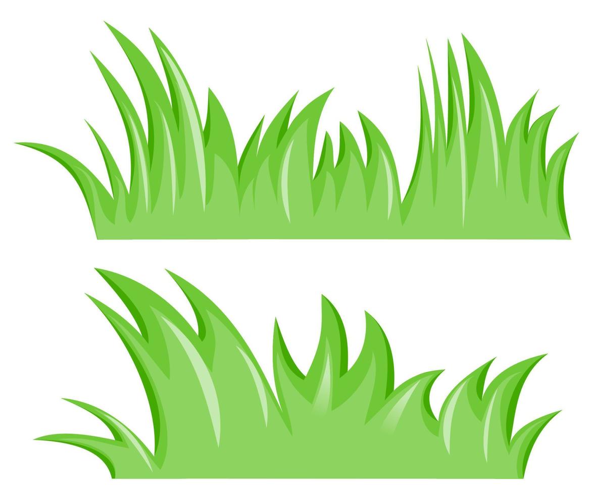 green grass cartoon, cute grass isolated on white background vector