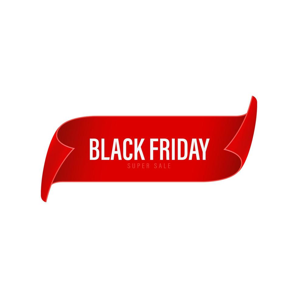 Black friday curved red ribbon vector
