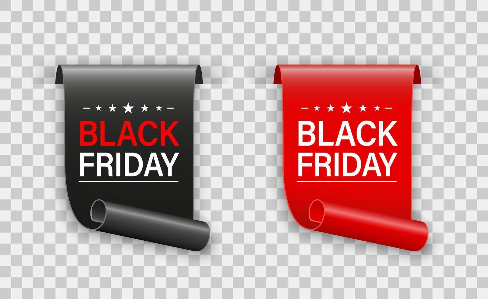 Curved black friday ribbons set vector