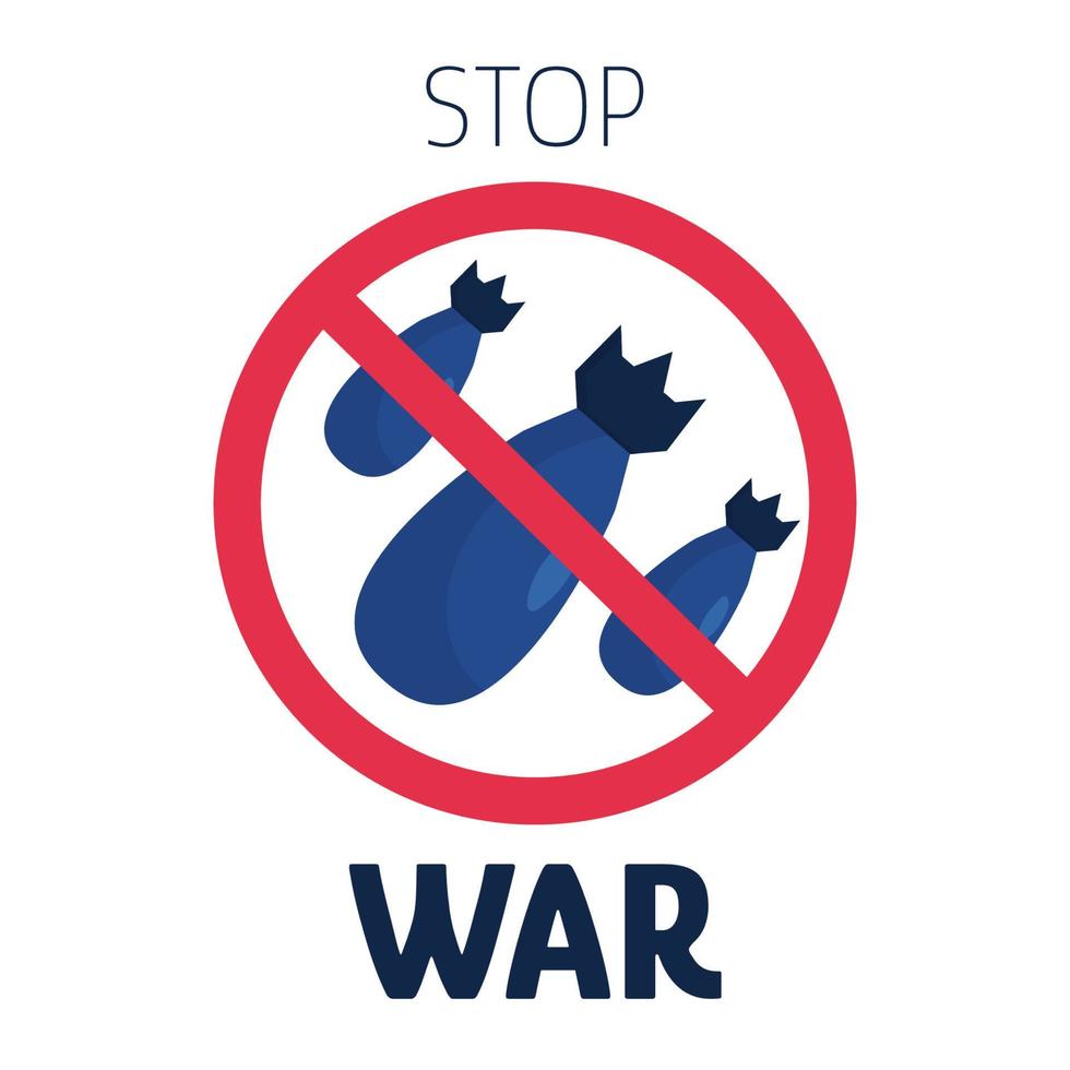 Concept art with bomb. Stop War sign. Bomb in red circle. Aggression and military attack. vector