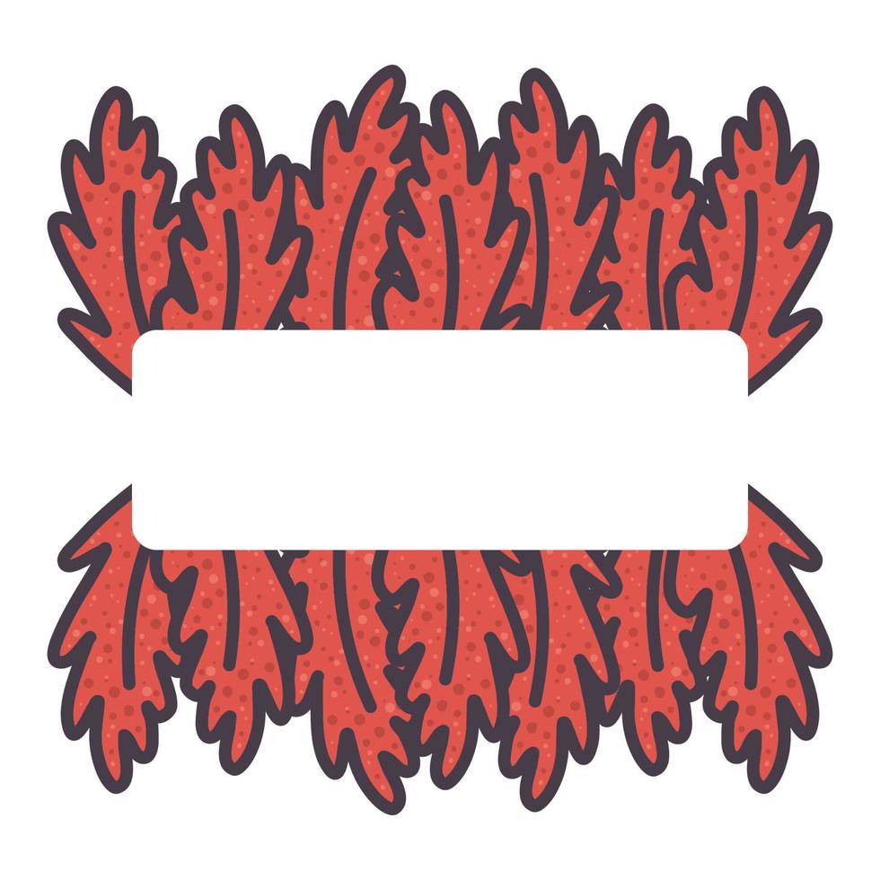 Illustration with frame from oak tree leaves for decorative design. vector