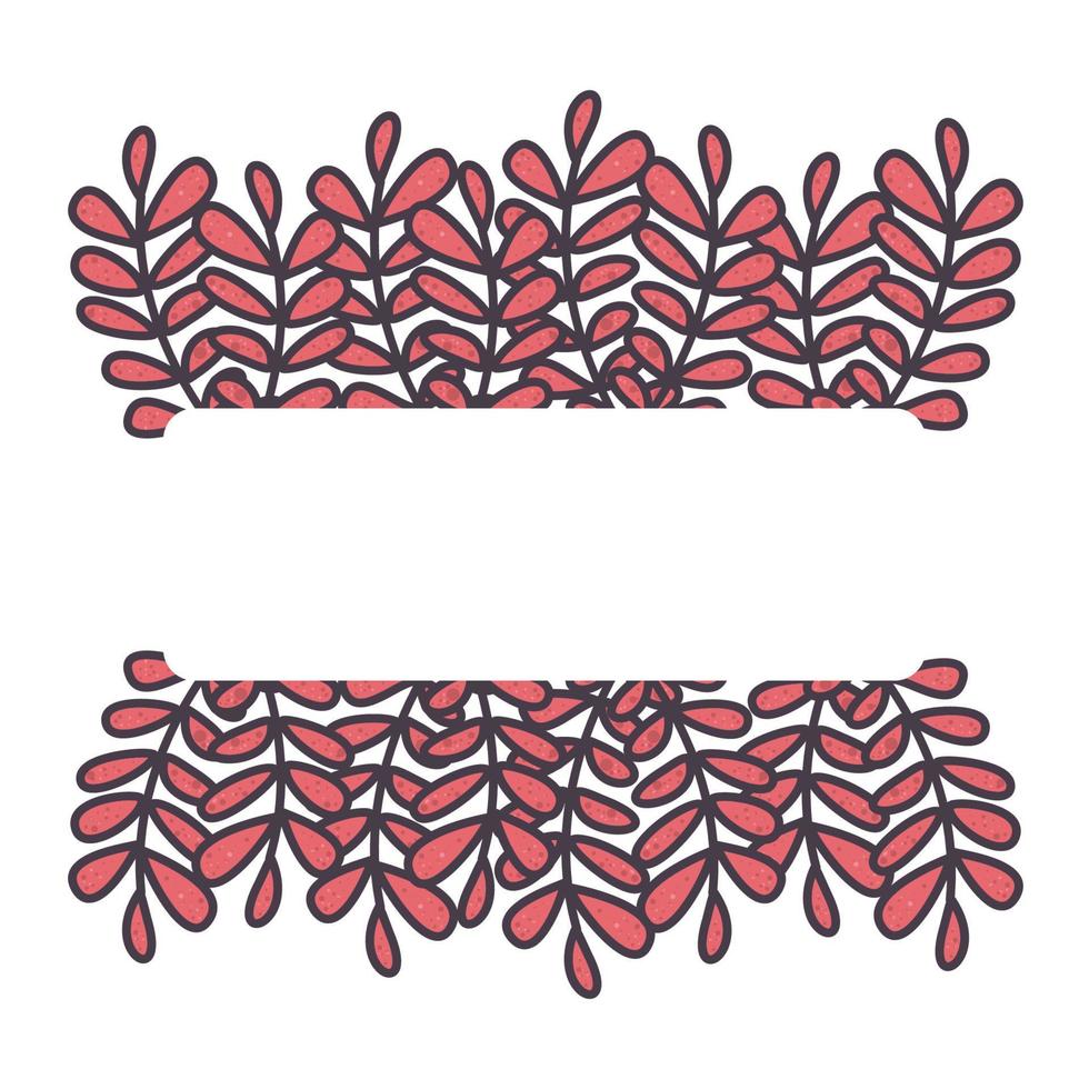 Vector autumn rectangle frame with branches. Colorful nature background.