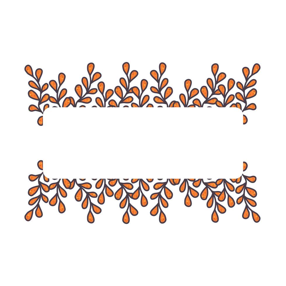 Vector floral rectangle frame with autumn branches.