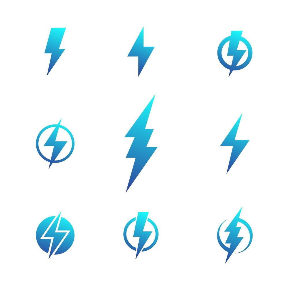 Lightning bolt signs, electricity symbols vector