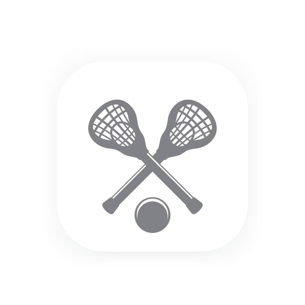 icono de lacrosse, pictograma con palos y pelota vector