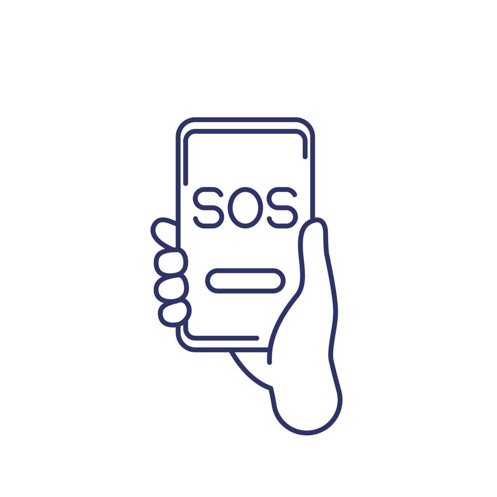 SOS button in the phone line icon vector