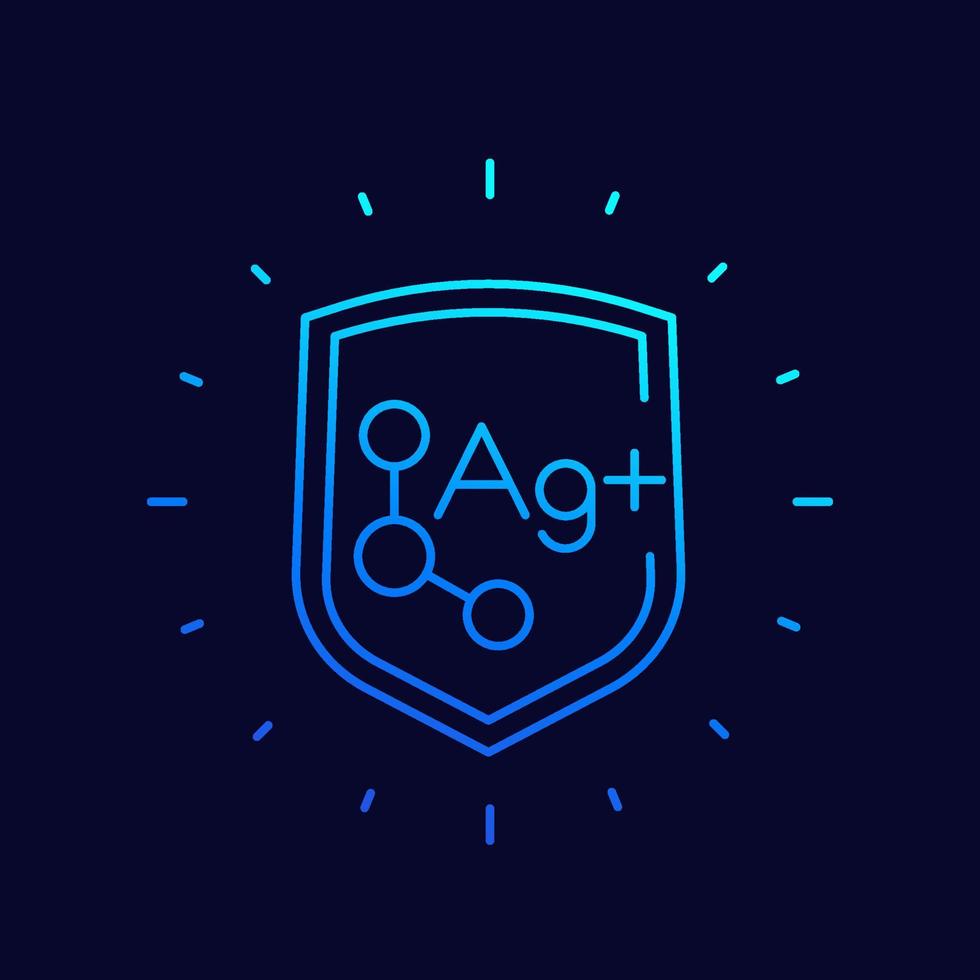 Silver ions, antibacterial protection line vector icon