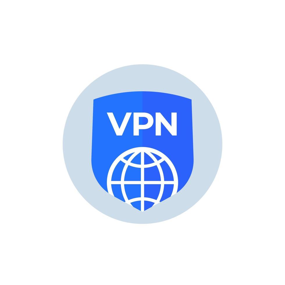 icono vpn con escudo, vector plano