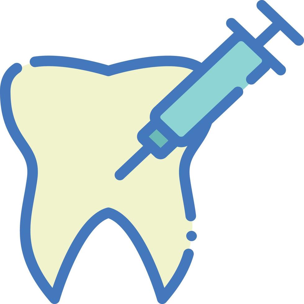 Dental Injection Icon Illustration with Dashed Fill Line Style vector