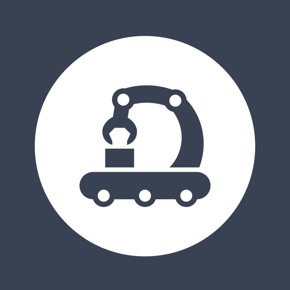 conveyor line icon isolated over white, production, factory, manufacturing, vector illustration