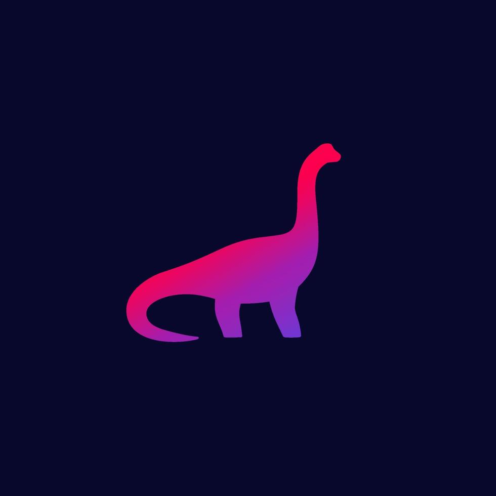 dinosaur, sauropod icon on dark vector