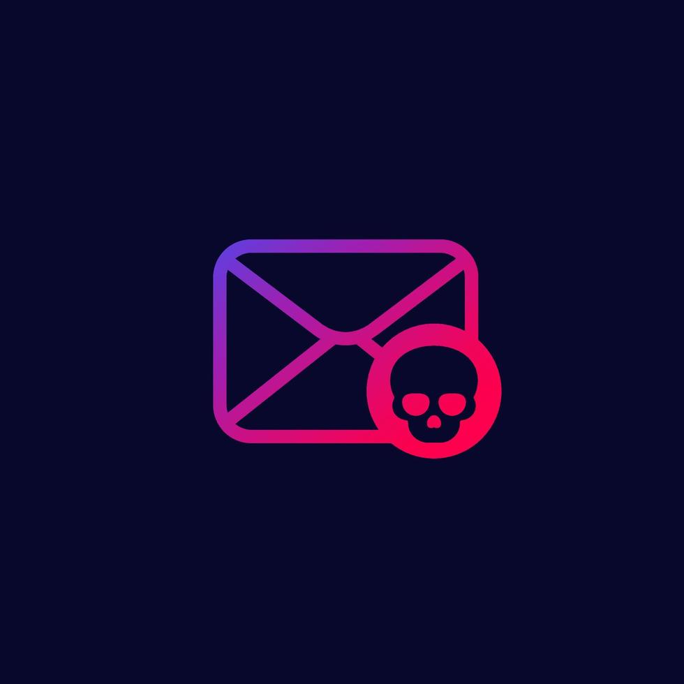 email with virus, malware or phishing icon, vector
