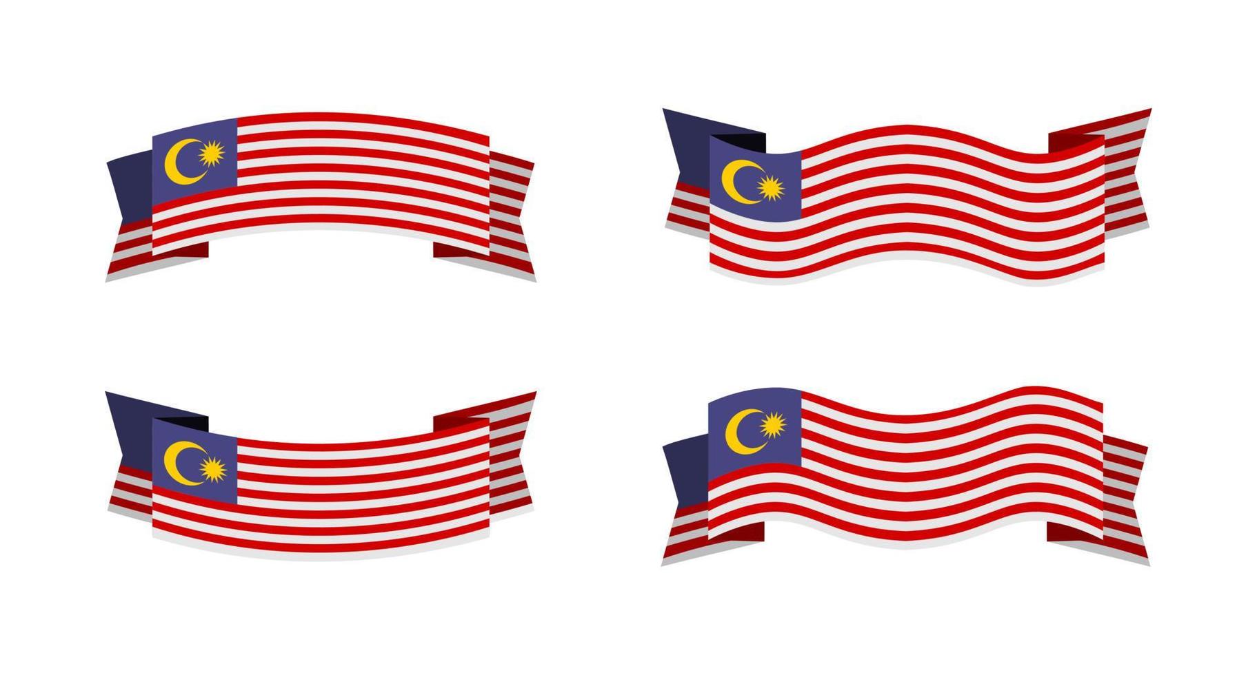 illustration of a malaysia flag with a ribbon style. malaysia flag vector set.