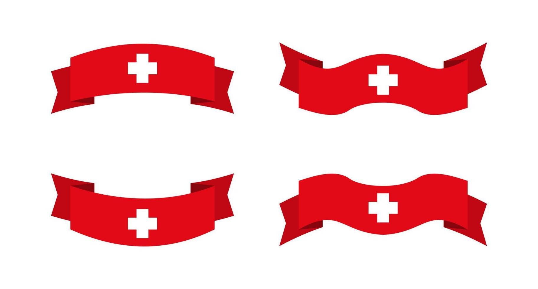 ilustración de una bandera suiza con un estilo de cinta. conjunto de vectores de bandera suiza.