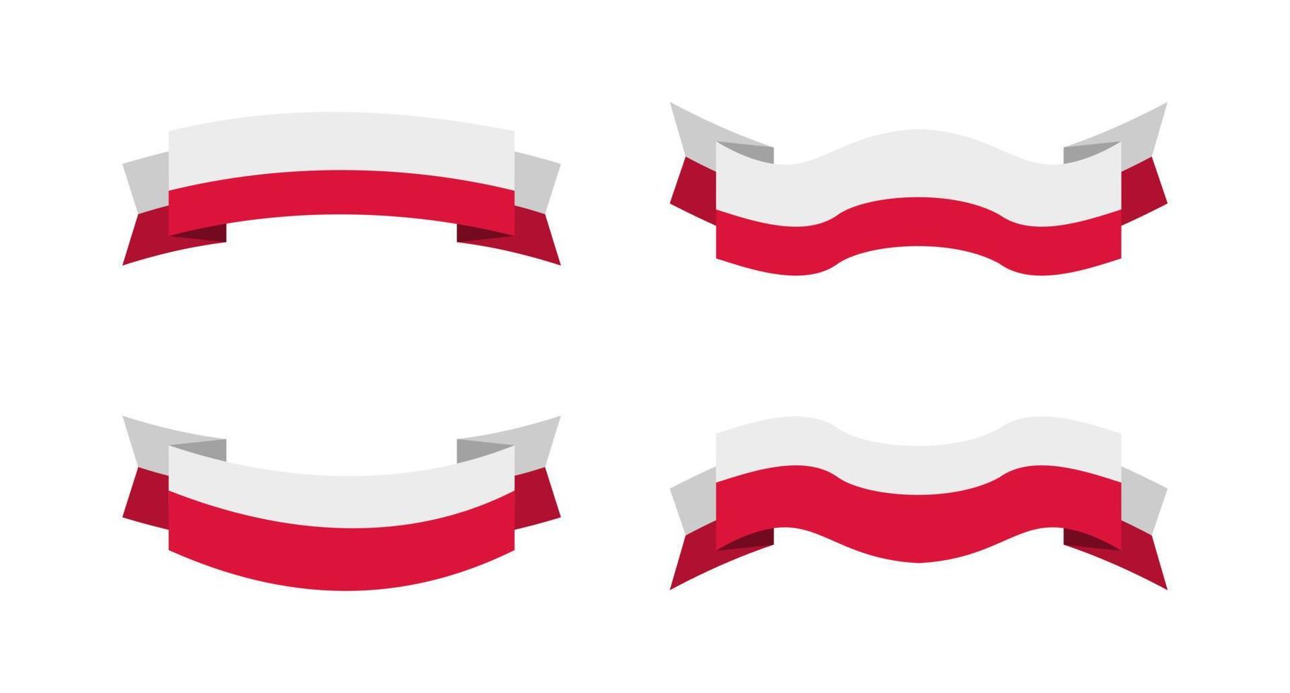 illustration of a poland flag with a ribbon style. poland flag vector set.