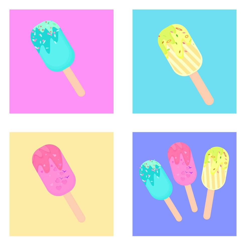 Ice cream dessert various favor abstract background vector illustration