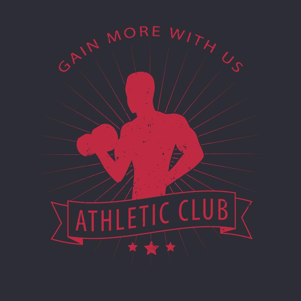 gain more with us emblem, logo with exercising athlete vector