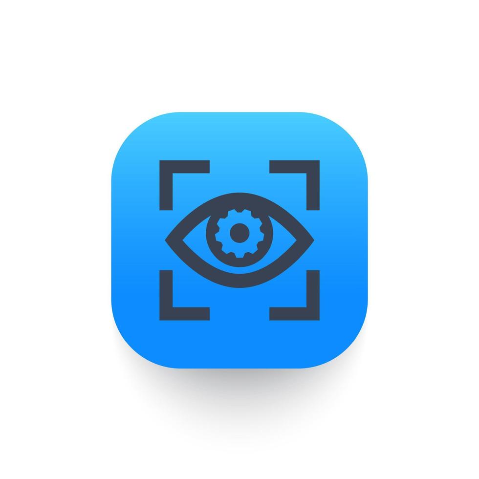 eye with gear icon, vector symbol